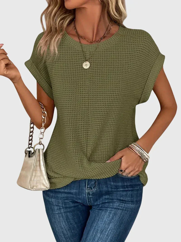 Isa™ | Elegant Blus med Rund Halsringning