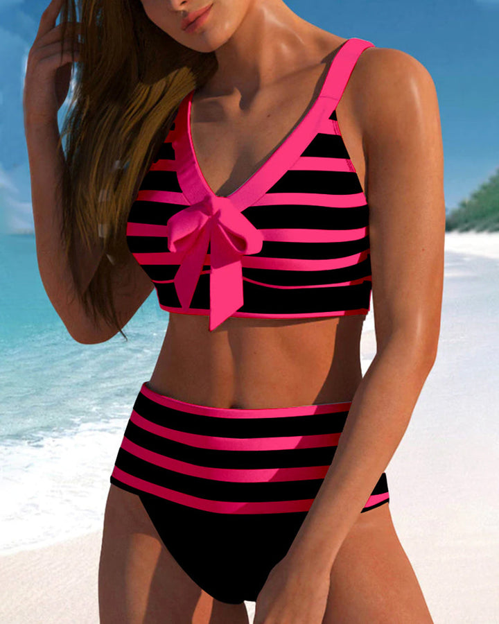 Martina™ | Randig Bikini med Hög Midja