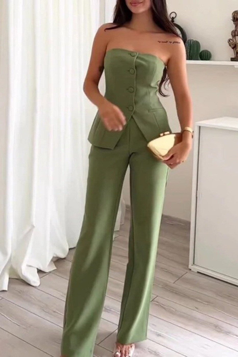BRIA - Strapless Knäppt Tvådelat Set