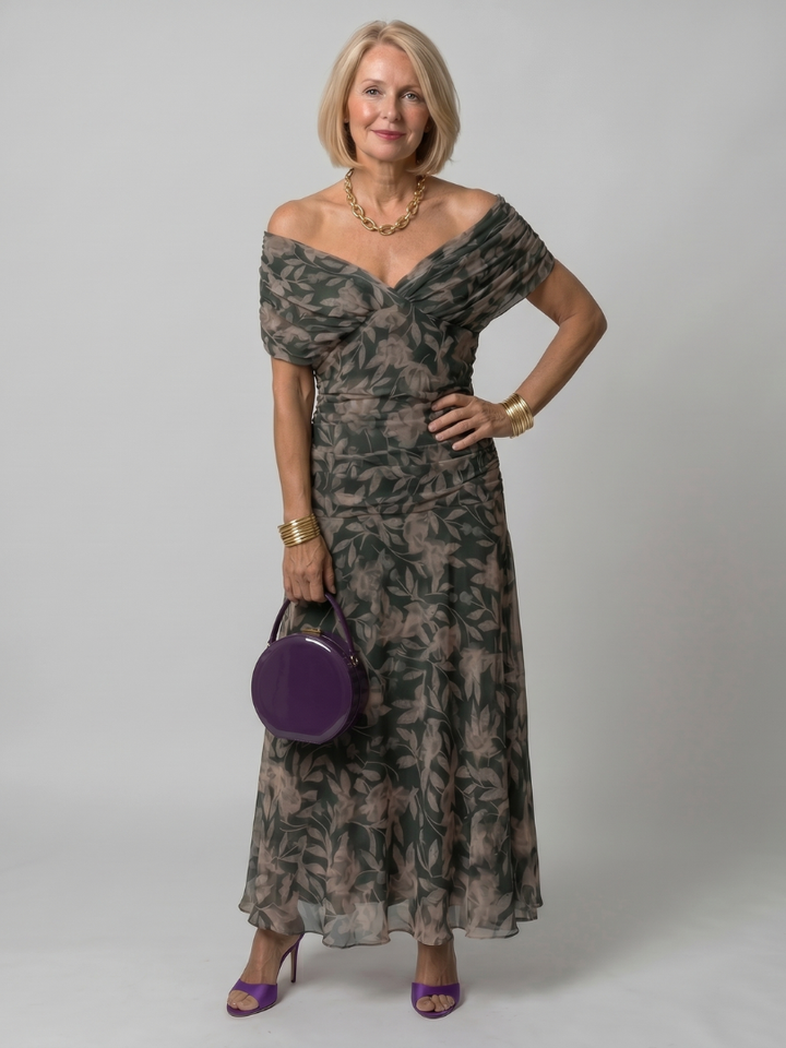 Calen | Off Shoulder Flödande Midiklänning