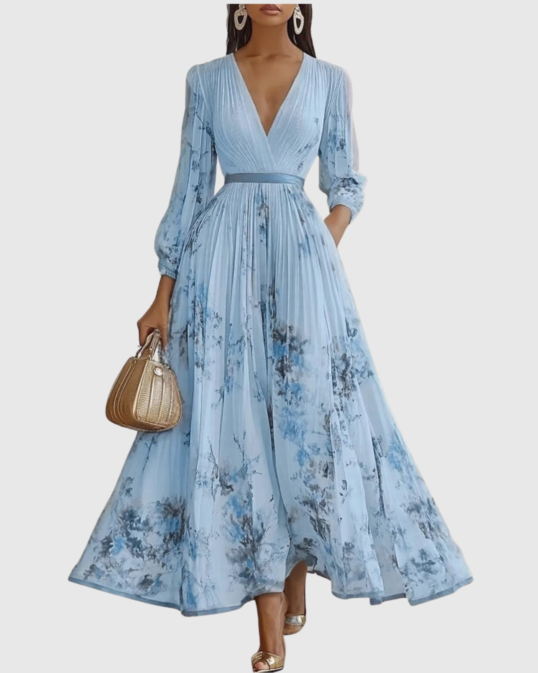 Rowella | Elegant Plisserad Maxiklänning