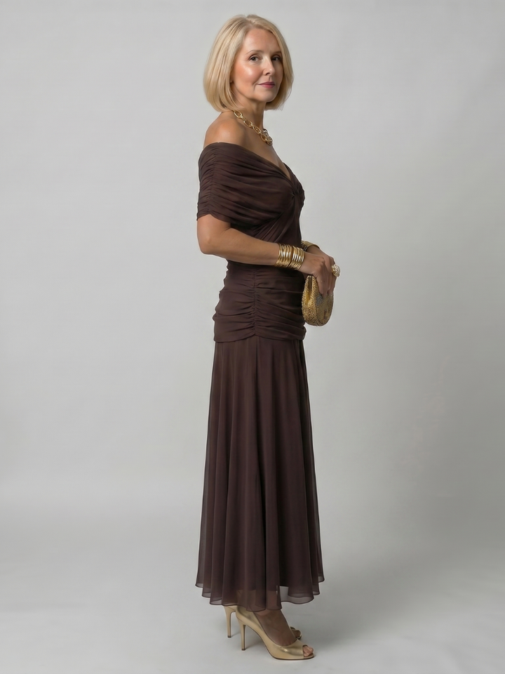 Calen | Off Shoulder Flödande Midiklänning