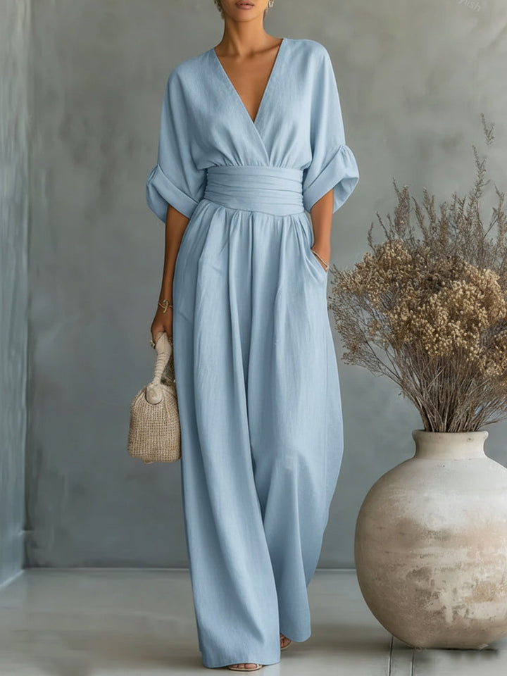 Elegant V-Ringning Hög Midja Overall