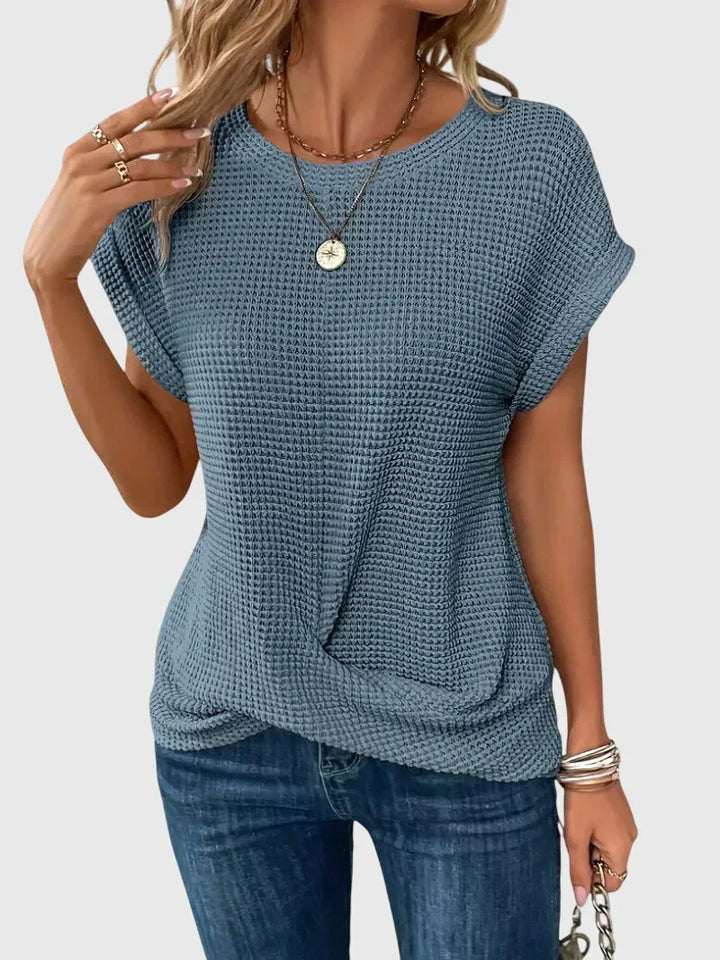 Isa™ | Elegant Blus med Rund Halsringning