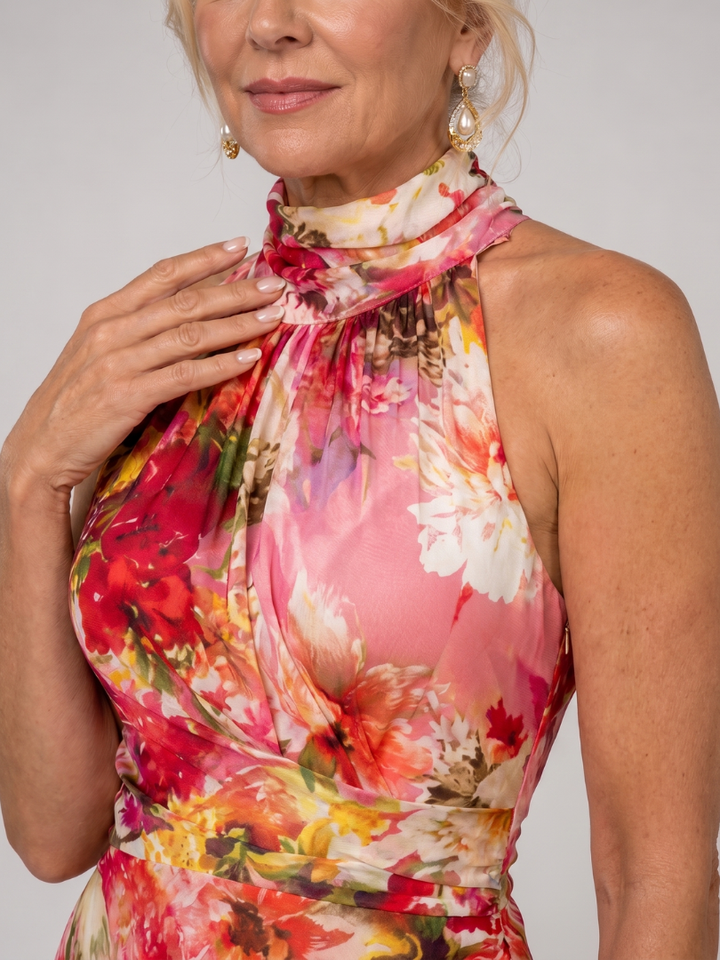 Elisabetta | Halterneck Blomtryck Maxiklänning