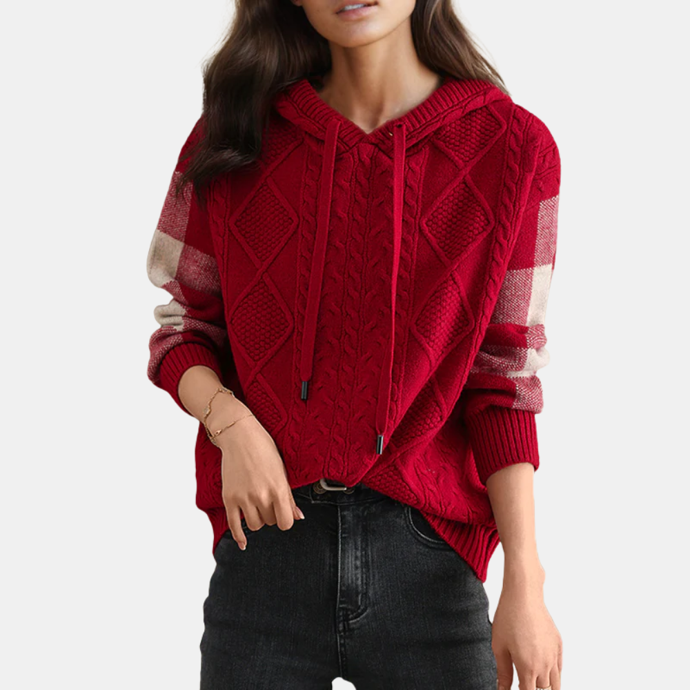 Aveline | Kabelstickad Hoodie Tröja