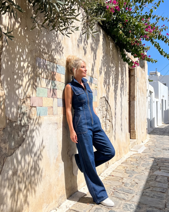 Samantha | Dragkedja Fram Ärmlös Denim Vida Ben Overall
