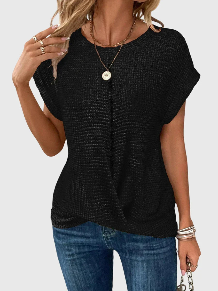 Isa™ | Elegant Blus med Rund Halsringning