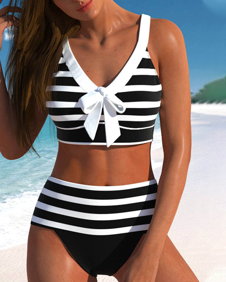 Martina™ | Randig Bikini med Hög Midja