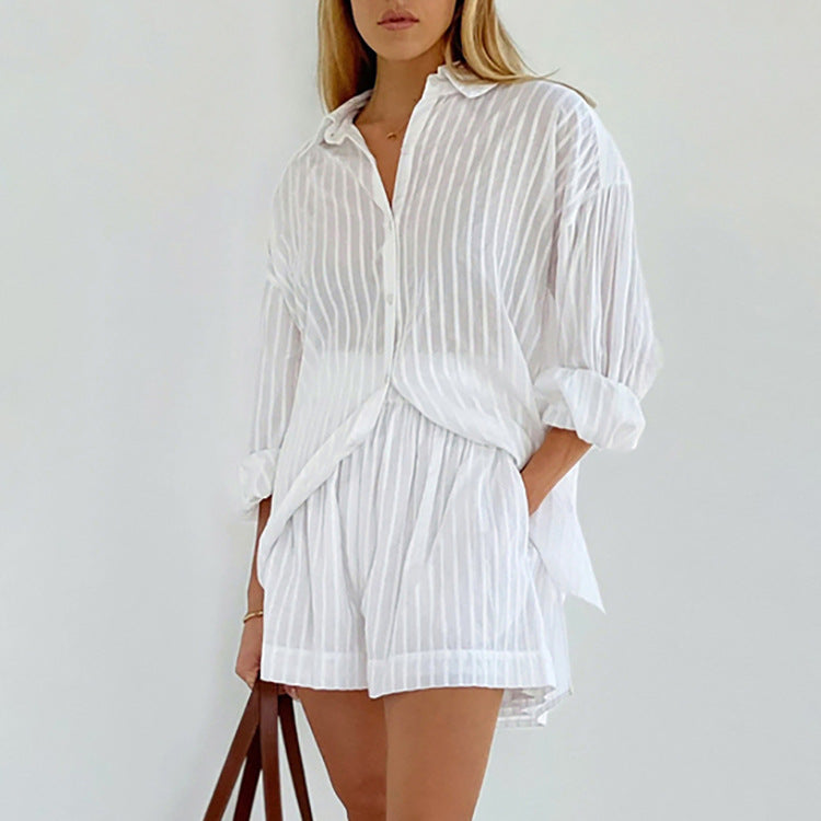Yselia - Lätt Knapp-up och Shorts Set