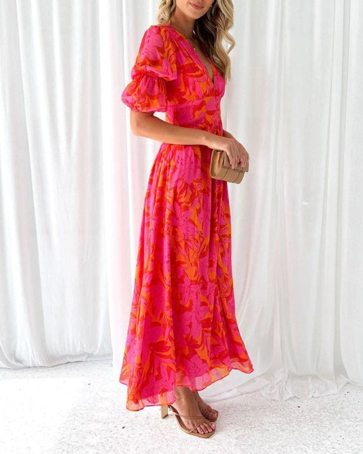 RICA | STYLISH PUFF SLEEVE MAXI KLÄNNING