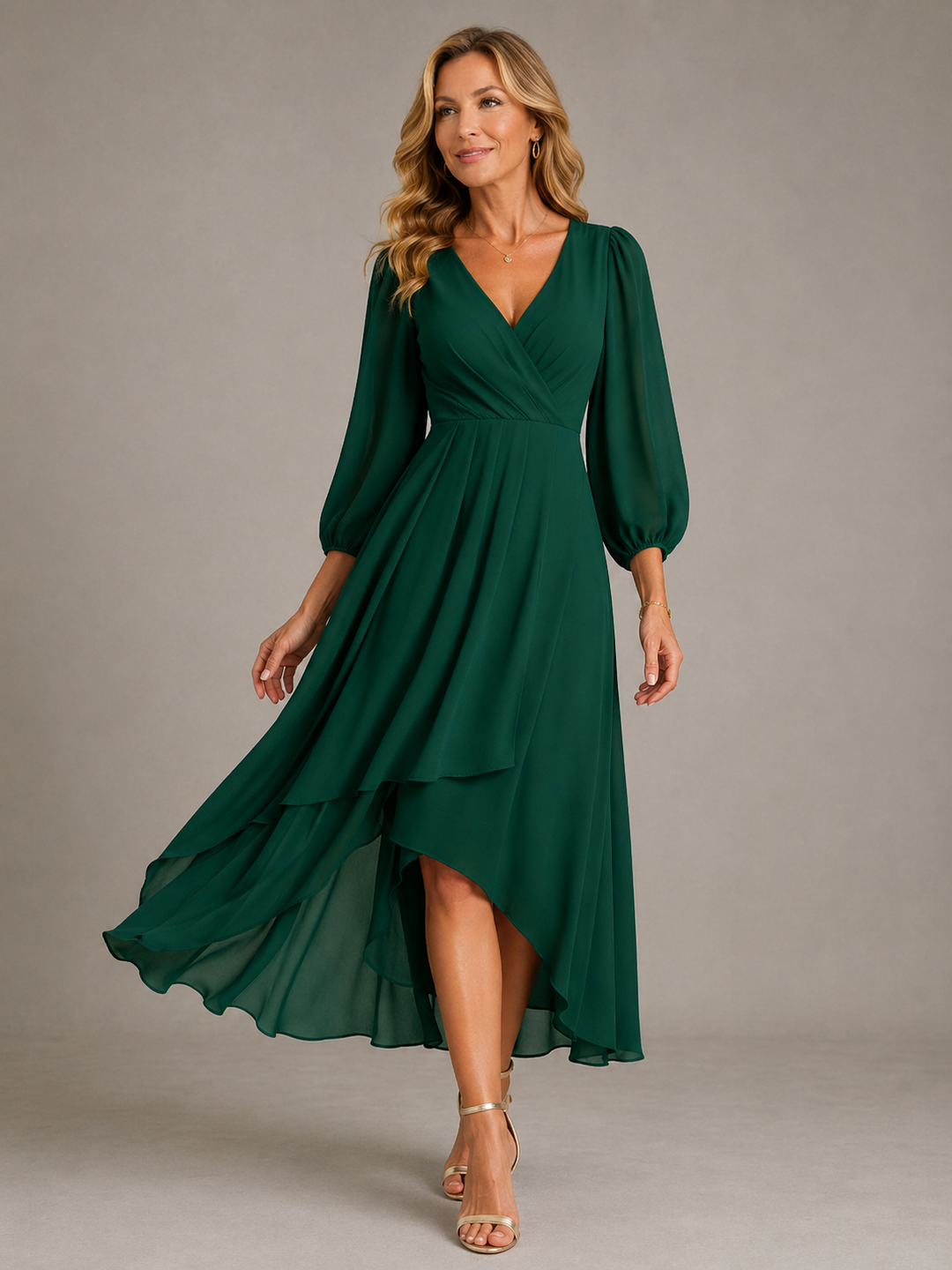 Mia™ | Elegant V-Ringning Lång Klänning