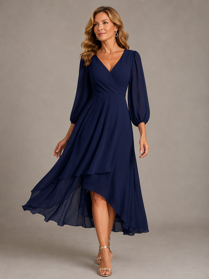 Mia™ | Elegant V-Ringning Lång Klänning