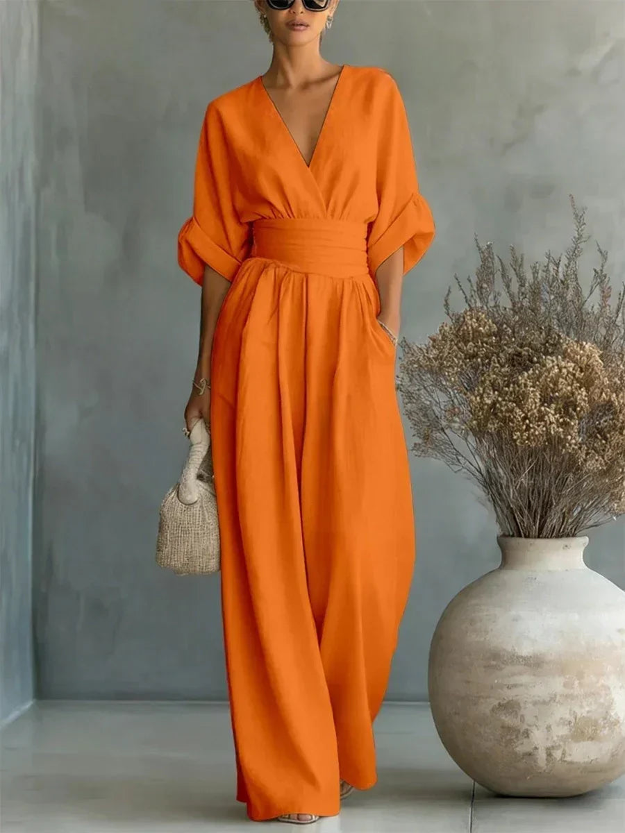 Elegant V-Ringning Hög Midja Overall