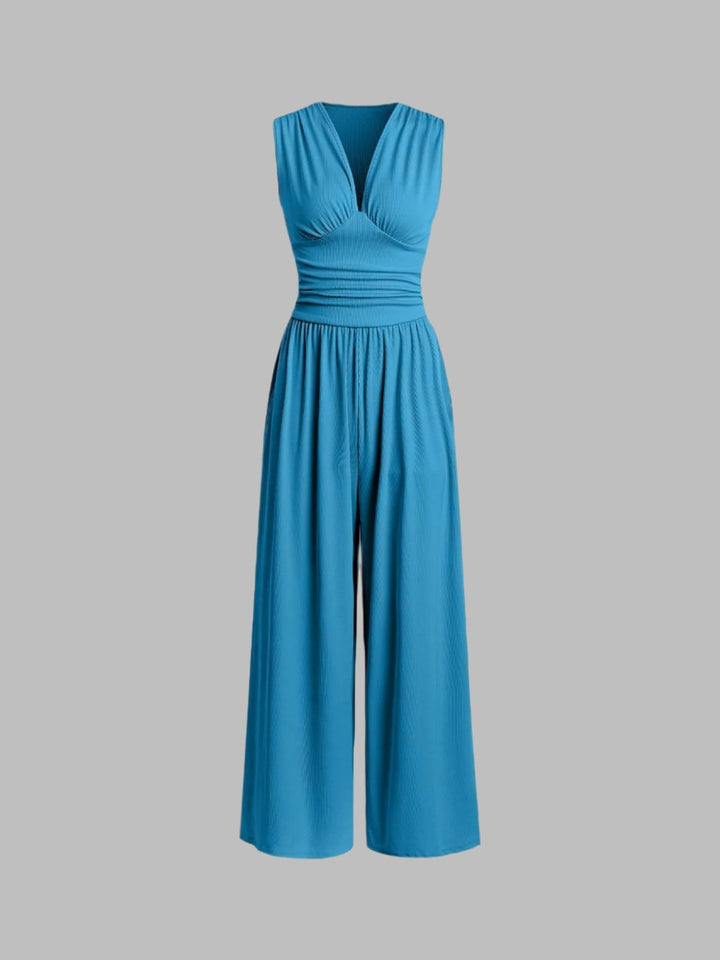 Charity – Elegant Ärmlös Overall med Vida Ben