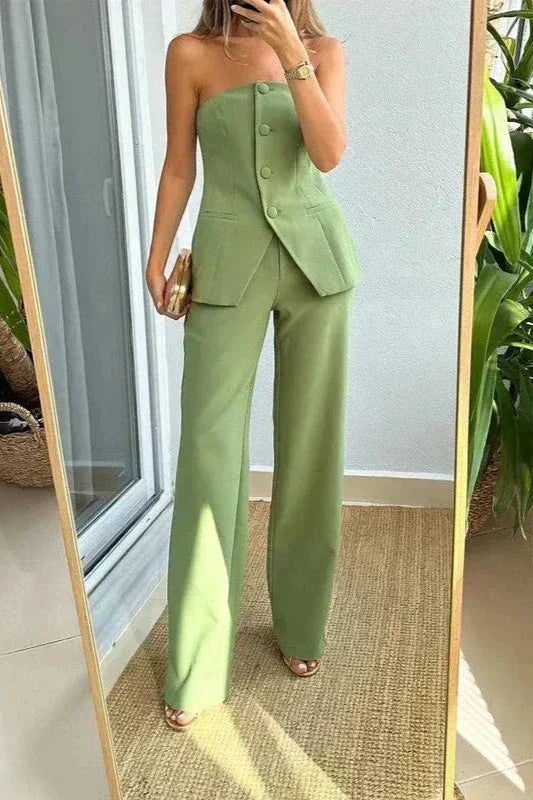 BRIA - Strapless Knäppt Tvådelat Set