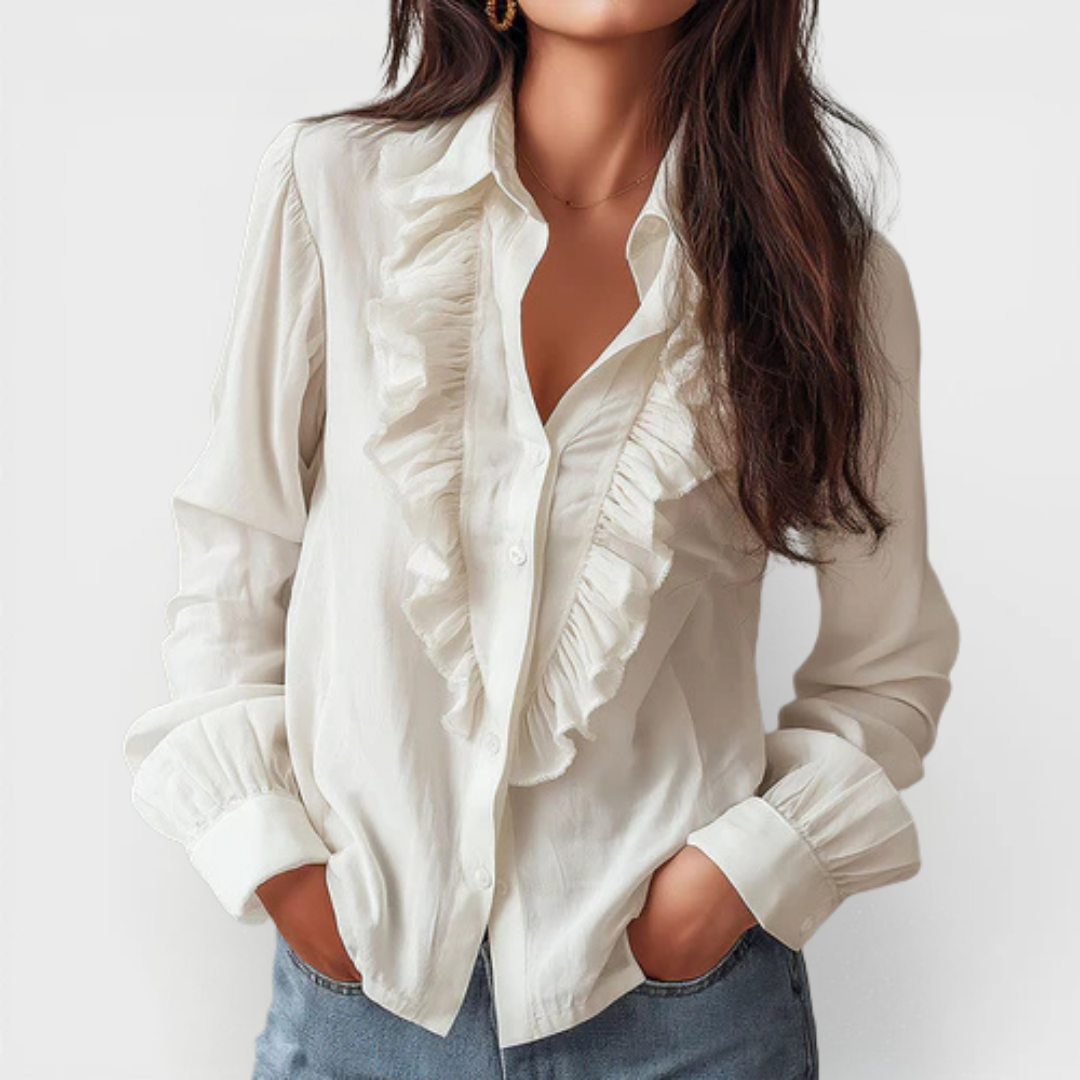 Anna | Enkel Volangblus med Omvändbar Design