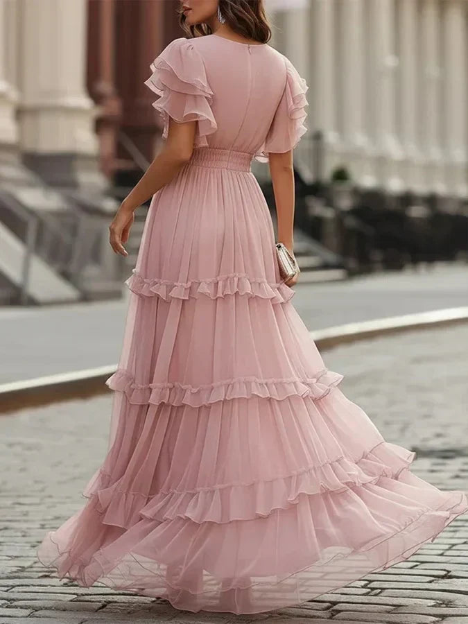 Zoe | Ljusrosa Elegant Bröllops Maxiklänning