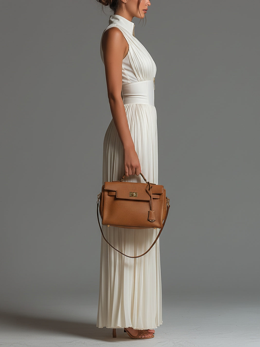 Zsófia | Vit Plisserad Chiffon Overall