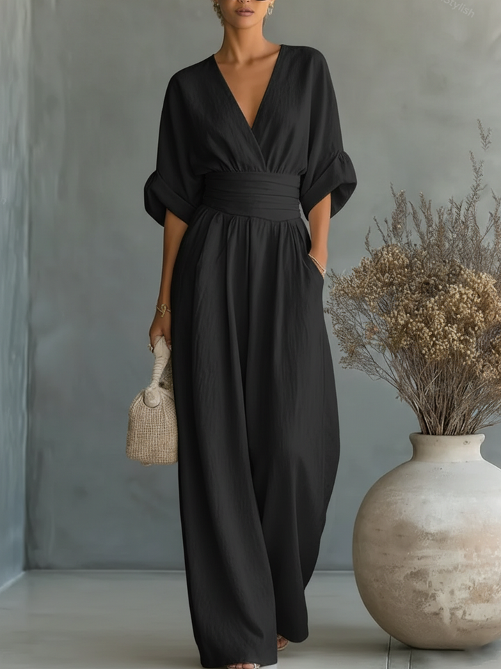 Elegant V-Ringning Hög Midja Overall
