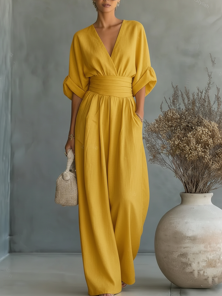 Elegant V-Ringning Hög Midja Overall