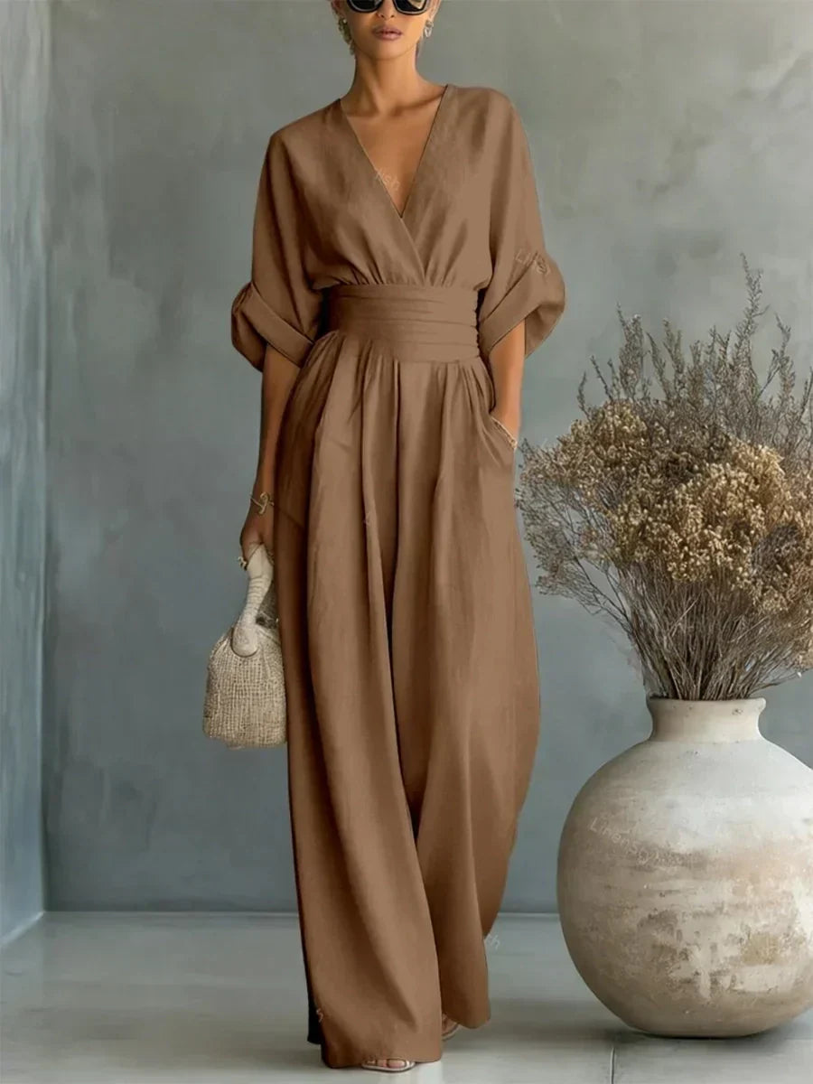 Elegant V-Ringning Hög Midja Overall