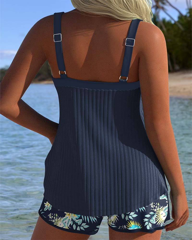Rocío™ | Randig Tankini med Tvådelad Underdel