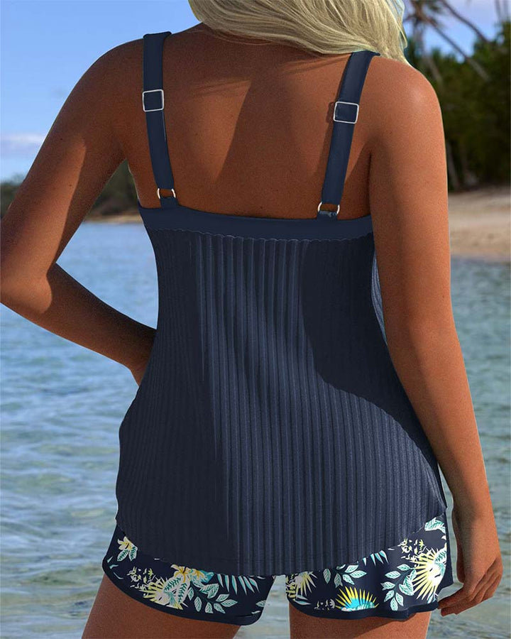 Rocío™ | Randig Tankini med Tvådelad Underdel