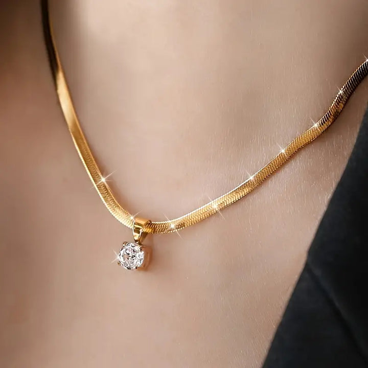 Elegant Guld Rhinestone Hänge Halsband