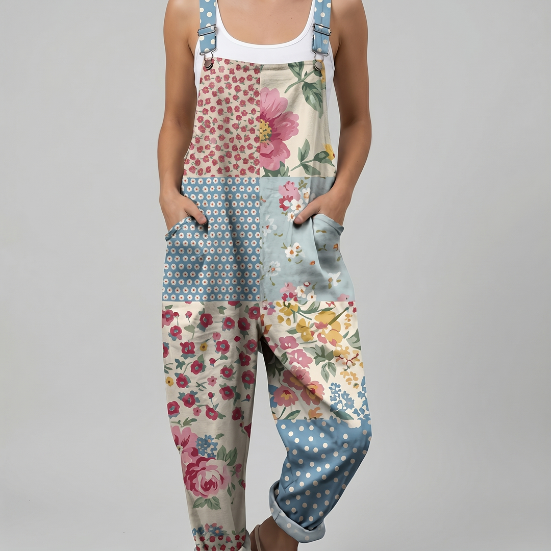 Quilty™ | Blomster Patchwork Hängselbyxor
