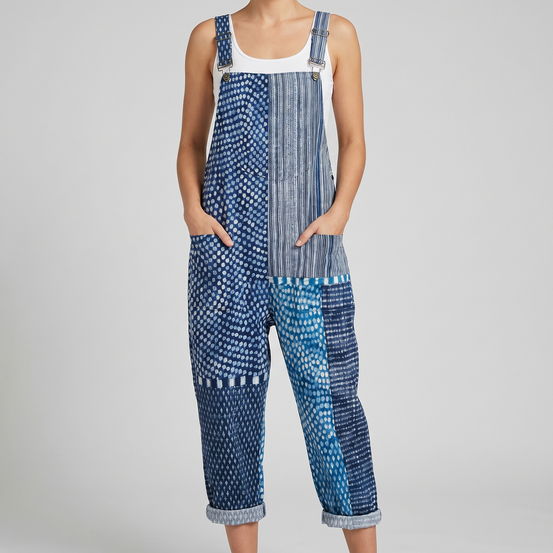 Batik™ | Indigo Patchwork Hängselbyxor