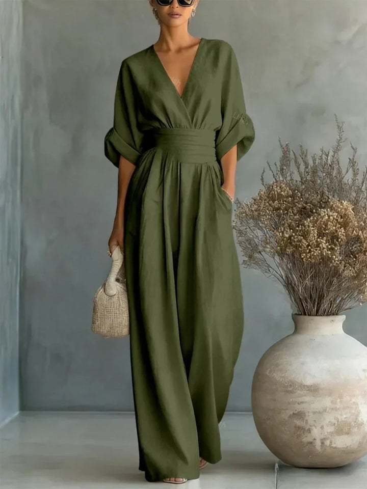 Elegant V-Ringning Hög Midja Overall